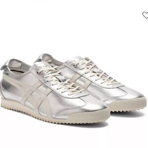 Onitsuka Tiger by Asics Silver Metallic & Cream Mexico 66 Sneakers